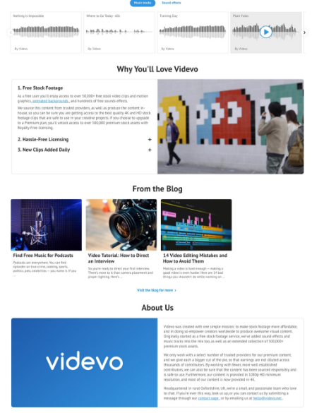 Videvo Page Website